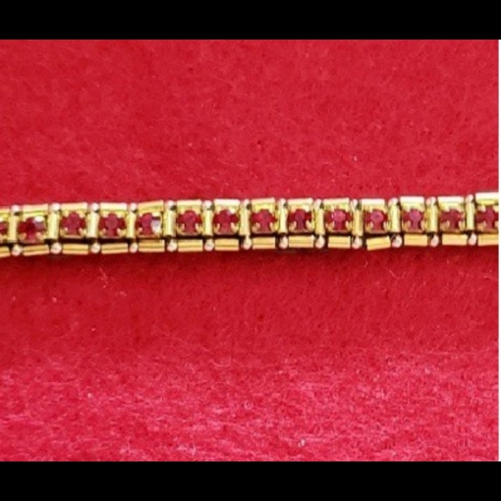 Handcrafted 7" Princess Kate Red Rhinestone Bracelet